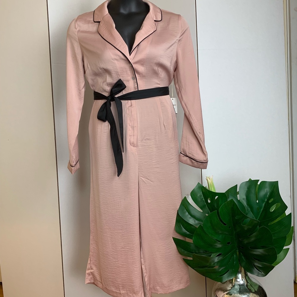 Forever 21 Blush Satin Jumpsuit with Belt